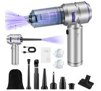 TianJQiS Cordless Handheld Vacuum Cleaner, 18000Pa Powerful Suction Mini Portable Car Vacuum Cleaner, 4 in 1 Compressed Air Duster and Manual Pump and Air Blower for Car/Home/Hair