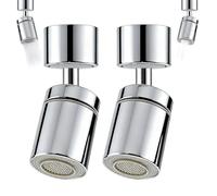 TIANLIN 2 Pieces 360° Rotating Aerator M22 Tap Attachment with Two Jet Types for Kitchen and Bathroom Taps with Adapter for M22 Male Thread and M24 Female Thread, Silver