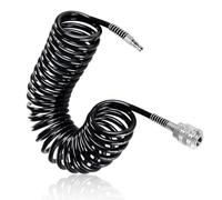 TIANLIN 5M PU Air Compressor Hose Black, with 1/4" Quick Connect Fittings, Coiled Air Line Hose 8mm x 12mm (Max Pressure 10 Bar) for Compressor