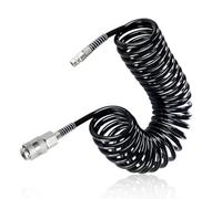 TIANLIN 9M PU Air Compressor Hose Black, with 1/4" Quick Connect Fittings, Coiled Air Line Hose 4mm x 6mm (Max Pressure 10 Bar) for Compressor