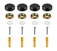 TIANLIN Mirror Screws, 4 Pieces Screws with Caps Ø 22 mm, Mirror Fixings with Screw Covers, Black Screw Caps for Mirrors, Cabinets, Glass Signs