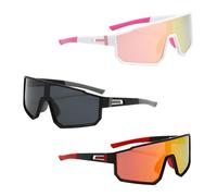 TIANLIN Sports Sunglasses for Cycling, Running & Skiing - UV400 Protection All-Terrain Glasses with Adjustable Nose Pad (3-Pack, 3 Colours)