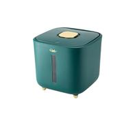 tianliuliu Rice Box 5/10KG Sealed Jar Kitchen Container Bucket Storage Pet Dog Food Box With Bullet Cover(Green-20-catties)
