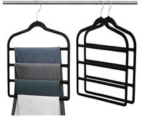 Tianlong 3 Pack Velvet Trouser Hanger Space Saving Non-Slip Trousers Hanger, Jeans Slack Trousers Hangers Multiple Velvet Clothes Hanger Closet Organizer for Jeans,Scarf,Tie.