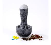 Tianman Small Mortar and Pestle Set 3.2 Inch.1/3 Cup.Mini Marble Grinder with Brush for Pills Herbs Spices,Easy to Grip.Efficient Grinding.Universal Dual Head Grinding Pestle.(Marble Black)