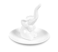 TIANNAIT 1 Pcs Elephant Ring Holder, Ceramic Three-Dimensional Jewelry Tray, Elephant Ring Jewelry Tray, Ring Holder for Living Room, Bedroom, Home Decoration, Holiday Gifts (White)