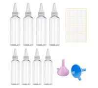 TIANNAIT 8pcs Plastic Squeeze Bottles 30ml/60ml with Separating Funnel and Blank Labels, Condiment, Pigment Storage Bottles, For Dispensing Sauce Liquids, Transparent