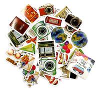 TIANNAIT 90pcs Scrapbook Stickers, Self-Adhesive Mini Travel Stickers Set, Diary Supplies, Suitable for Diary, Calendar, Laptop, Travel Case, Phone Case Making DIY (Size Less Than 45mm)