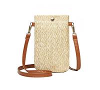TIANNAIT straw crossbody bag 1 piece summer beach bag all matching woven shoulder bag women straw woven bag women simple vertical crossbody bag for cell phone, beige, 12 x 2 x 19cm