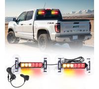 Tiannor - 2 x 6.1 Inch Amber/Red Emergency Strobe Lights 12 LED Hazard Warning Flashing Lights Front Rear Windshield Safety Split Lights
