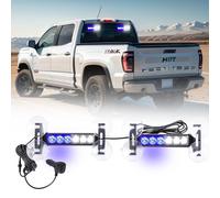 Tiannor 2X 6.1 inch Emergency Strobe Lights Blue White 12 LED Hazard Warning Flashing Safety Dash Front/Rear Windshield Lights Grill Surface Mount for Police Firefighter Ambulance Vehicles Trucks