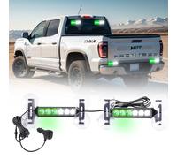 Tiannor 2X 6.1 inch Emergency Strobe Lights Green White 12 LED Warning Flashing Safety Dash Side/Front/Rear Windshield Lights Grill Surface Mount forVolunteer Firefighter Vehicles POV Trucks Car...