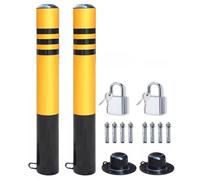 TIANQIHAO 2 Pcs Parking Posts For Driveways, 600Mm Removable Steel Security Post Bollard Parking Barriers With Padlock Reflective Traffic Warning Post