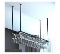 TIANQIHAO Adjustable Wall-Mounted Wine Rack With S Holder & Shelf - Industrial Sle Bar Ceiling Nizer For Ele Wine Sto & Display,Black-150x35x60cm