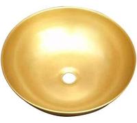 TIANQIHAO Ceramic Bathroom Sink Round Pure Copper Vessel Sink, Hand Forged Above Counter Bathroom Sink In Brass, For Bathroom Restroom Airport Office Hotel,A,15.3 X 7.0 I,A-12.2X5.,A-12.2x5.1inch