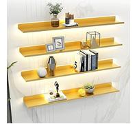 TIANQIHAO Light-Emitting Shelves, Floating Shelves Floating Display Shelf Led Lighting Effect Is Good To Light Up The Homeholds A Lot Of Items Tidy Home,Gold-80x20x6cm
