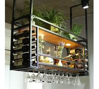 TIANQIHAO Modern Wall Mounted Wine Rack - Metal Wine Display Holder With Stemware Hanr For Kitchen Bar Dining Room - Slish Sto Solut For Wine Lovers,A-60 * 30 * 95cm