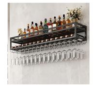 TIANQIHAO Modern Wall Mounted Wine Rack - Slish Metal Wine Holder For Cupboard & Bar - Floating Shelves Display For Bottles & Ses - Multifunctal Iron Wine Sto For Home & Restaurant,Black-150x30x27cm