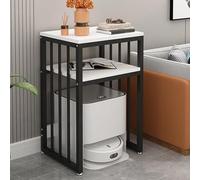 TIANQIHAO Robot Vacuum Stand Rack - 2-Tier Storage Cabinet With Foot Pad, Hidden Side Table For Robot Vacuums,Black