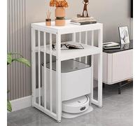 TIANQIHAO Robot Vacuum Stand Rack - 2-Tier Storage Cabinet With Foot Pad, Hidden Side Table For Robot Vacuums,White