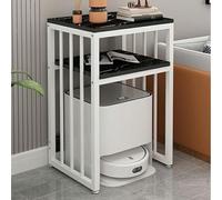 TIANQIHAO Robot Vacuum Stand Rack - 2-Tier Storage Cabinet With Foot Pad, Hidden Side Table For Robot Vacuums,Black+white