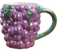 TianqqYongyong Fruit Shape Ceramic Mugs,Creative Coffee Mug,with Large Handle,Reusable Milk Cup,3D Fruit Cup,Microwave Oven Available (Grape)