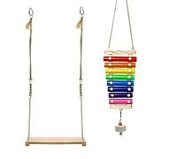 TIANQUXNGI 2 Pcs Chicken Suspensible Xylophone with 8 Metal Keys Swing Stand Perch for Poultry Run Rooster Hens Chicks Pet Parrots Macaw Entertainment Stress Relief