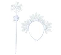 TIANQUXNGI 2024 Snowflake Hairhoop & Stick Set for Party Women Girl Roleplay Accessories Headband Wand Costume Accessories