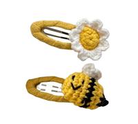 TIANQUXNGI 2PCS Crochet Bees Hairclip Creative Harvest Festival Theme Hair Clip Side Pin Hair Styling Accessory All Age Hair Decors