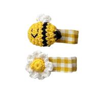 TIANQUXNGI 2PCS Crochet Bees Hairclip Creative Harvest Festival Theme Hair Clip Side Pin Hair Styling Accessory All Age Hair Decors