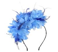 TIANQUXNGI Elegant Feathered Flower Headband High Skull Hairband 20S Flapper Hairhoop for Female Teaparty Hair Shaping Accessory