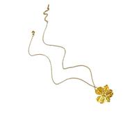 TIANQUXNGI Elegant Gold Plated Flower Pendant Necklace Versatile Gold Bead Pendant Necklace For Women Enhances Any Outfit Versatile Fash