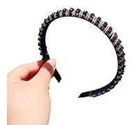 TIANQUXNGI Elegant High Skull Hairband Crystal Studded Headband Baroquely Glittering Hairhoop for Female Party Hair Styling Ornamen