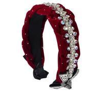 TIANQUXNGI Elegant Wide Headband for Female Crystal Bead Studded Hairband Evening Party Hairhoop Nonslip Braided Hairband for Party