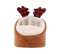 TIANQUXNGI Guinea Pig Cute Bed Hamster Nest Hedgehog Hideout Small Animals Cage Supplies Warm House with Removable Plush Cushion