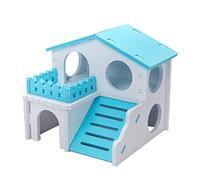 TIANQUXNGI Hamster Wooden Villa 2-Story House Small Pets Hideout Nesting Habitat for Gerbils Chinchillas Guinea Pigs Small Animals