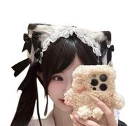 TIANQUXNGI Maid Headband Cats Ear Hairband Ribbon Bowknot Headband Costume Headwrap Female Theme Party Masquerade Headwear