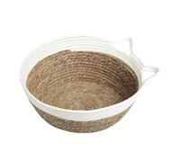 TIANQUXNGI Natural Straw Cats House Resting Basket for Small Dog Cats Scratchproof Bulrush Bed Cats Furniture Pet Nest All Season