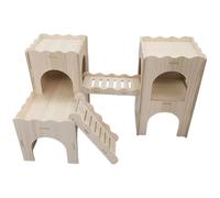 TIANQUXNGI Rodents Cage Furniture Guinea Pigs Wood Shelter Multi Chamber Exploration Toy for Cage Accessories