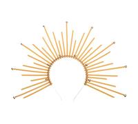 TIANQUXNGI Round Five-Pointed Star Head Buckle Hairband Funny Exaggerated Gold Crowns Halloween Witch Dress Hair Accessories