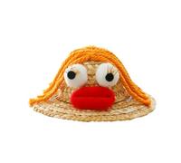 TIANQUXNGI Small Cats Straw Caps for Halloween Pet Birthday Parties Sunproofing Hat for Bichons AdjustingStrap Dogs Costume Hat