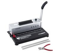 TIANSE Binding Machine, Spiral Binding Machine, Manual Bookmaker with Electric Coil Insert, Fits Letter Size/A4/A5 with 100 Pieces 5/8" Plastic Spool Binding Combs and Pliers