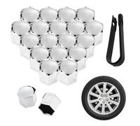 tianshao 20 Pcs Car Wheel Nut Caps Bolt Covers for Jeep Wrangler TJ JK JL JT Rubicon Sahara, Tire Screw Cap Protection with Removal Tool Tyre Wheel Nut Covers Set,Silver-21mm