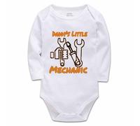 tiansiaben Daddy's Little Mechanic' Infant Cotton Newborn Baby Bodysuit Romper White Long Sleeve 0-3 Months
