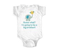 tiansiaben Guess What? I'm Going To Be A Big Brother!! Elephant Owl Baby Bodysuit