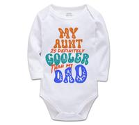 tiansiaben My Aunt Is Definitely Cooler/Than my Dad Baby Bodysuit Clothes Cotton Newborn Organic Romper White 6-9 Months