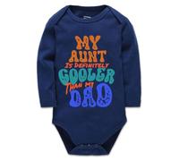 tiansiaben My Aunt Is Definitely Cooler/Than my Dad Baby Bodysuit Clothes Cotton Newborn Organic Romper Navy 12-18 Months
