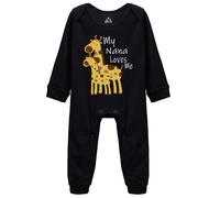 tiansiaben My Nana Loves Me Black Long Sleeve Rompers Baby Bodysuits Outfits Infant Clothes Romper 0-3 Months