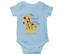 tiansiaben My Nana Loves Me Blue Short Sleeve Baby Bodysuits Outfits Infant Clothes Romper 0-3 Months