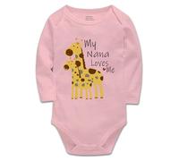 tiansiaben My Nana Loves Me Pink Long Sleeve Baby Bodysuits Outfits Infant Clothes Romper 0-3 Months